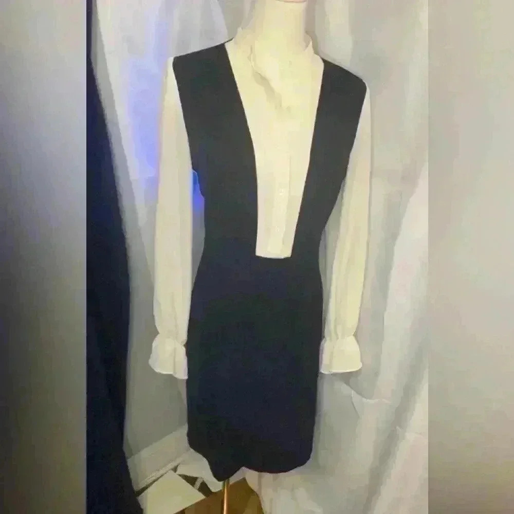 Cece by Cynthia Dee - Navy Blue and White Knee-Length Dress - Size 0